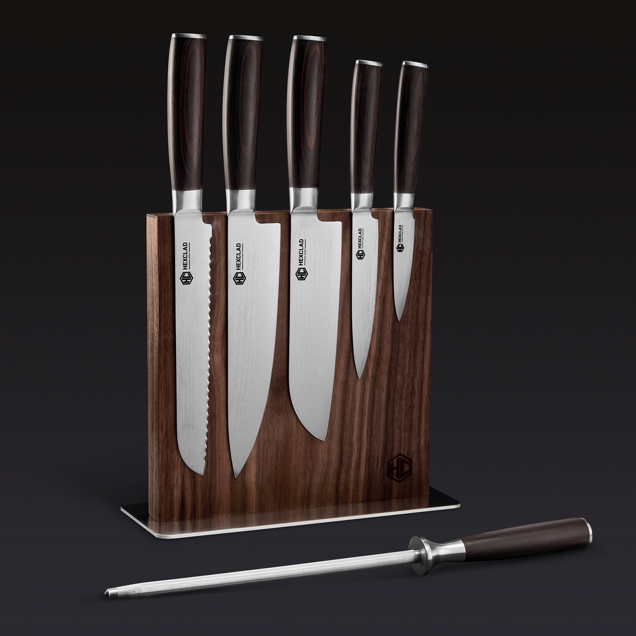 Damascus Steel Knife Set, 7-pc (Espresso)